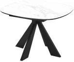 Стол ЭЛЬТОН 110 Белый мрамор, стекло / Черный каркас М-City