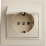 Розетка с заземлением защитной крышкой и шторками (слоновая кость) Stekker Эрна 39238