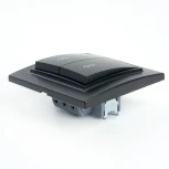 Переключатель двухклавишный (черный) Stekker Эрна 39921