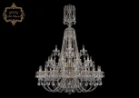 Подвесная большая люстра Art Classic 11.21 11.21.20+10+5.400.3d.XL-160.Gd.Sp (220V, хрусталь, на цепи, подсвечник, свеча)