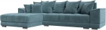 Диван угловой НордСтар левый угол (Бирюзовый/Велюр) Лига Диванов арт.121106L