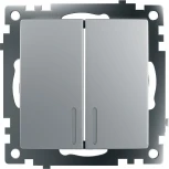Выключатель двухклавишный с подсветкой (серебро) Stekker Катрин 39579
