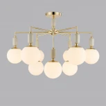 Потолочная люстра на штанге Lumion Vivien 6580/9C французское золото, серый/белый металл, керамика/стекло E14 9*40W 220V