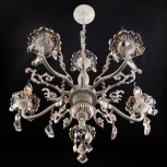 Подвесная люстра Eurosvet 3281 3281/5 белый с золотом / тонированный хрусталь (220V, хрусталь Strotskis, на цепи, подсвечник, свеча)