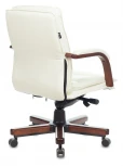 Кресло руководителя Бюрократ T-9927WALNUT-LOW слоновая кость кожа низк.спин. крестовина металл/дерево