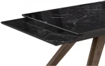 Стеклянный стол Woodville Морсби 140х80х76 черный мрамор / орех кантри 532398