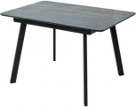 Стол АРУБА 140 нераздвижной МОНБЛАН, стекло/ ЧЕРНЫЙ каркас