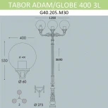 Наземный фонарь Fumagalli Globe 400 G40.205.M30.AYE27 (220V, шарики, IP65)