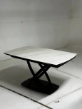 Стол FOGGIA 140 KL-99 Белый мрамор матовый, итальянская керамика/ черный каркас М-City