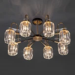 Потолочная люстра Wi-Fi на штанге Eurosvet Tenia 70090/8 черный (220V, хрусталь, управление смартфоном, голосовое управление, умный дом - Minimir Home, Алиса, Маруся, Салют)