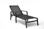 "Парма" шезлонг из алюминия темно-серый (RAL7024) муар, ткань текстилен серая 4SIS арт.УТ-00007159