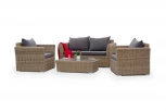 Лаунж-зона из искусственного ротанга, цвет соломенный 4SIS Капучино Сингл KSS2C2T-4-SET