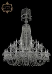 Подвесная большая люстра Art Classic 11.26 11.26.24+12+6.460.2d.XL-168.Cr.B (220V, хрусталь, на цепи, подсвечник, свеча)