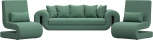 Набор Волна-1 (диван, 2 кресла) (Зеленый/Рогожка) Лига Диванов арт.125325