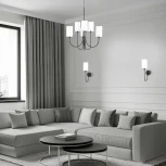 Подвесная люстра Wi-Fi Eurosvet Abbey 60164/6 черный (220V, управление смартфоном, голосовое управление, умный дом - Minimir Home, Алиса, Маруся, Салют, на цепи)