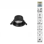 Светильник светодиодный встраиваемый Novotech Clara 359552 черный с переключателем цв. температуры IP44 LED 10W 220V 3000К\4000К\6000К (круглые)