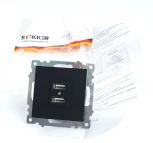 Розетка с USBх2 (черный) Stekker Катрин 39616