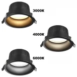 Светильник светодиодный встраиваемый Novotech Clara 359556 черный с переключателем цв. температуры IP44 LED 30W 220V 3000К\4000К\6000К (круглые)