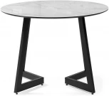 Стеклянный стол Woodville Алингсос 100(140)х100х76 белый мрамор / черный 532387