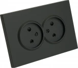 Розетка двойная без заземления со шторками (черный) Stekker Эмили 49851