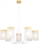 Потолочная люстра на штанге Escada Harmony 7x40Вт E14, металл/стекло, белый/дерево, матовый плафон (220V)