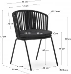 Saconca Садовый стул из шнура и стали с черной окраской La Forma (ex Julia Grup) арт.157209