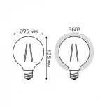 Лампочка светодиодная E27 6 Вт 630 lm 2700K теплое желтое свечение Gauss Filament 105802106