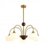 Потолочная люстра на штанге Lumion Larina 8323/5C латунь/белый, металл/стекло/дерево E27 5*60W 220V