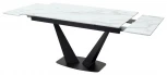 Стол Ниагара 140 БЕЛЫЙ МРАМОР, стекло / ЧЕРНЫЙ,