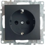 Розетка с заземлением и шторками (черный) Stekker Катрин 39610
