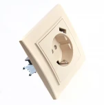 Розетка с заземлением, шторками и USB (слоновая кость) Stekker Эрна 39237