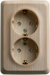 Розетка накладная двойная с заземлением и шторками (сосна) Systeme Electric Etude PA16-108D