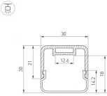 Профиль с экраном LINE-D-3030-2000 SQUARE OLIVE GREY+OPAL (Arlight, Алюминий) 055097