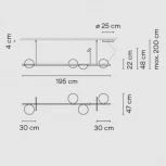 Подвесной светильник Palma Wall Lamp 3 Шара + 1 Вазон Горизонтальная Imperiumloft 22,93726 (204173-22) (LED, 220V, на тросе, шарики)