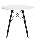 Стол обеденный DOBRIN CHELSEA`80 BLACK (столешница белая, основание черное) 108_BlackBase-TD-LMZL BLACK, цвет столешницы белый, основания черный