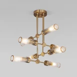 Потолочная люстра Wi-Fi ярусная на штанге Eurosvet Oriens 60166/8 латунь (220V, управление смартфоном, голосовое управление, умный дом - Minimir Home, Алиса, Маруся, Салют)