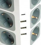 Удлинитель 12-и местный 1,5 метра с заземлением 3хUSB Type A+C Stekker Comfort 49991