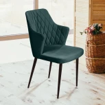 Стул с подлокотниками Hunt ромб, бархат зелёный 19 / чёрный конус Top Concept 75385