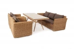 Обеденная группа из искусственного ротанга, цвет соломенный 4SIS Моккачино MS3C2T-4-SET