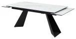 Стол Купер 160 БЕЛЫЙ МРАМОР, черная шагрень, стекло / ЧЕРНЫЙ каркас