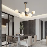 Потолочная люстра на штанге Arte Milano Neapolis-79808 279808/8 BK/GD (220V, шар)