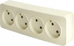 Розетка 4-х местная без заземления (слоновая кость) Stekker София 49503