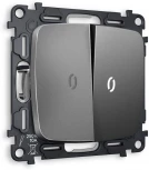 Комплект механизма Ambrella Volt 2-клавишного выключателя с подсветкой 5600K OMEGA MO654015 Антрацит серый QUANT