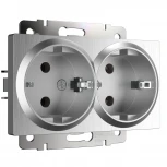 Розетка двойная с заземлением (серебряный рифленый) Werkel W1172009 (a051347)