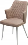 Стул M-City HERMAN БЕЖЕВЫЙ #5, велюр / белый каркас