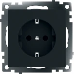 Розетка с заземлением и шторками (черный) Stekker Катрин 39610