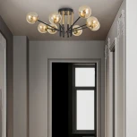 Потолочная люстра на штанге Arte Milano Neapolis-73708 273708/8 BK/GD (220V, шар, молекулы)