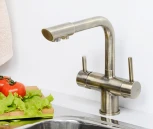 Смеситель Wasserkraft A8037 для кухонной мойки, светлая бронза