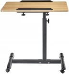 Стол многофункциональный на колёсах, 60x40 см, «РОЛЛИНГ»1 ножка, регул.высота, наклон столешницы, ограничит., мдф, металл, св.дерево, черный Bradex Home РОЛЛИНГ TD 0783