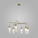 Подвесная люстра Wi-Fi Eurosvet Gilian 60163/6 латунь (220V, хрусталь, управление смартфоном, голосовое управление, умный дом - Minimir Home, Алиса, Маруся, Салют, на тросе)
